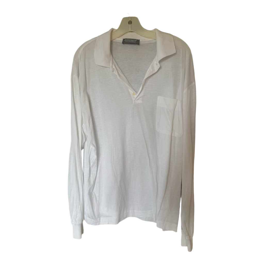 Zimmerli White Long Sleeve Polo Shirt Men's Large